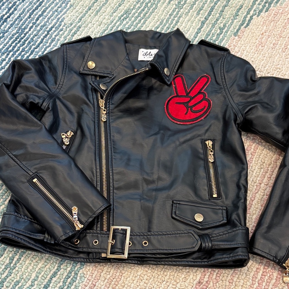 Lola + the Boys Faux Leather Jacket with Patches